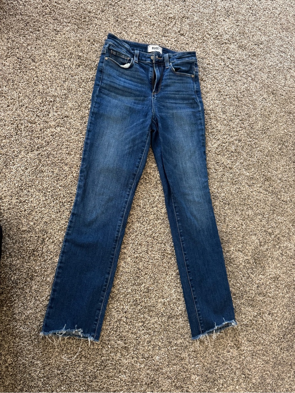 PAIGE Indigo Straight Leg Jeans with Raw Hem (hoxton slim)